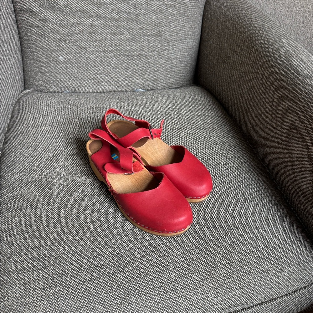 MIA Red Leather Mules